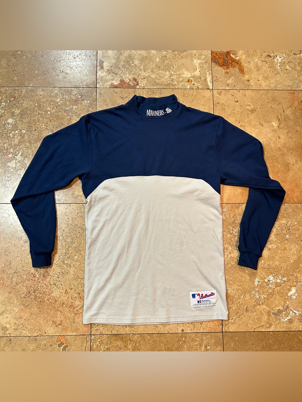 Vintage 90s Seattle Mariners Russell Mock Neck Colorblock Pullover Ken Griffey L